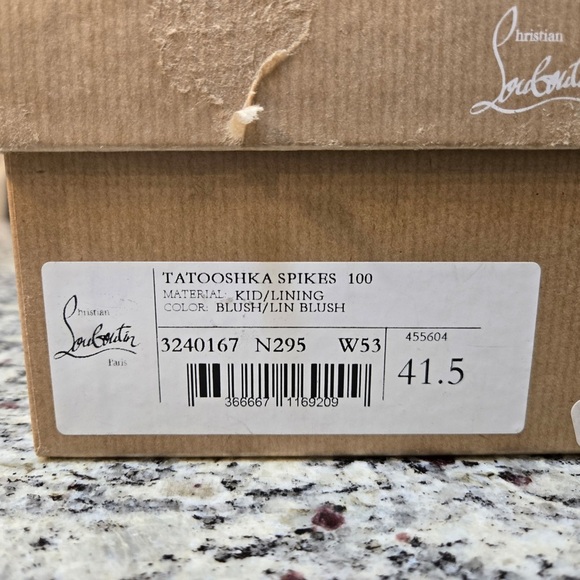NEW Christian Louboutin Tatooshka Spikes Nude Sandals Size 41.5 100mm Heels - Picture 12 of 12